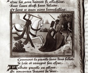 Juana de Arco (1412-31) expulsando a las prostitutas del campamento militar, de 